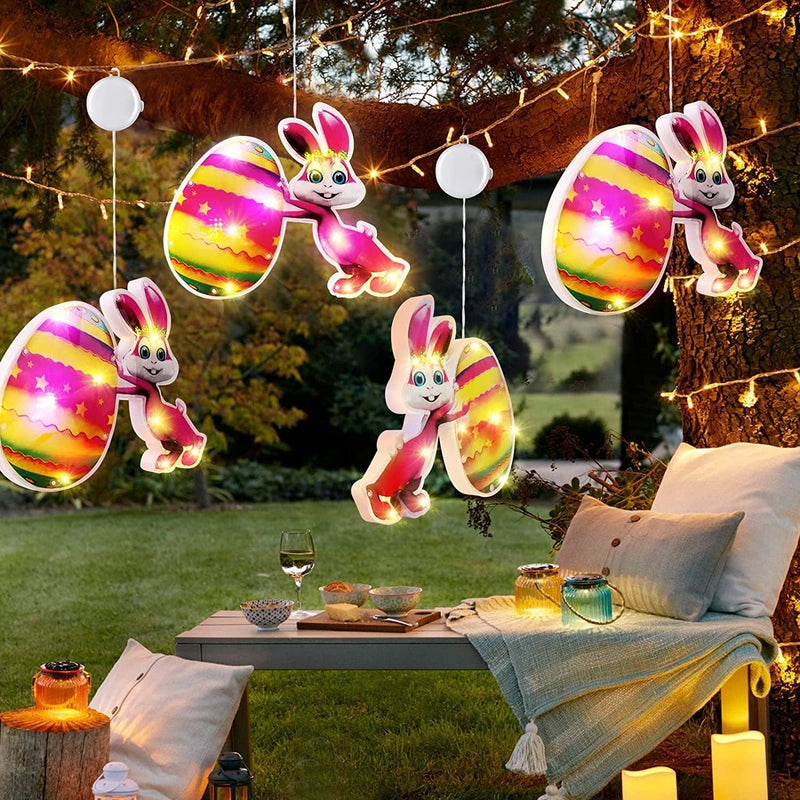 Easter Window Decorations, 2Pack Easter Bunny Eggs Shaped Window Lights with Suction Cup, Battery Operated Holiday Hanging String Lights Set for Easter Front Door Porch Yard Tree Farmhouse Party Decor Home & Garden > Decor > Seasonal & Holiday Decorations Linhai Yuliang Electronic Lighting Co., Ltd   