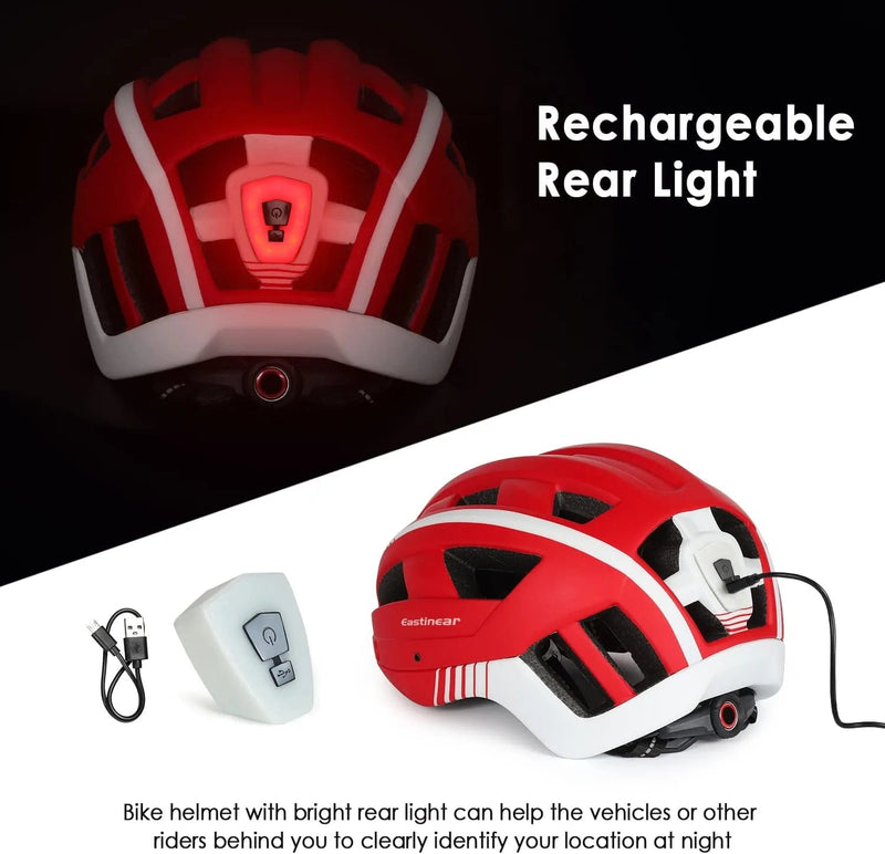 EASTINEAR Adults Bike Helmet with Magnetic Goggle Bicycle Helmet with USB Rechargeable LED Light for Men Women Cycling Helmet with Removable Sun Visor Adjustable Size Sporting Goods > Outdoor Recreation > Cycling > Cycling Apparel & Accessories > Bicycle Helmets EASTINEAR   