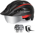 EASTINEAR Adults Bike Helmet with Magnetic Goggle Bicycle Helmet with USB Rechargeable LED Light for Men Women Cycling Helmet with Removable Sun Visor Adjustable Size Sporting Goods > Outdoor Recreation > Cycling > Cycling Apparel & Accessories > Bicycle Helmets EASTINEAR Black Red Large 