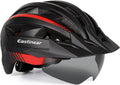 EASTINEAR Adults Bike Helmet with Magnetic Goggle Bicycle Helmet with USB Rechargeable LED Light for Men Women Cycling Helmet with Removable Sun Visor Adjustable Size Sporting Goods > Outdoor Recreation > Cycling > Cycling Apparel & Accessories > Bicycle Helmets EASTINEAR Blackred Large 