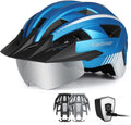 EASTINEAR Adults Bike Helmet with Magnetic Goggle Bicycle Helmet with USB Rechargeable LED Light for Men Women Cycling Helmet with Removable Sun Visor Adjustable Size Sporting Goods > Outdoor Recreation > Cycling > Cycling Apparel & Accessories > Bicycle Helmets EASTINEAR Metal Blue Large 