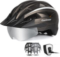 EASTINEAR Adults Bike Helmet with Magnetic Goggle Bicycle Helmet with USB Rechargeable LED Light for Men Women Cycling Helmet with Removable Sun Visor Adjustable Size Sporting Goods > Outdoor Recreation > Cycling > Cycling Apparel & Accessories > Bicycle Helmets EASTINEAR Titanium Medium 