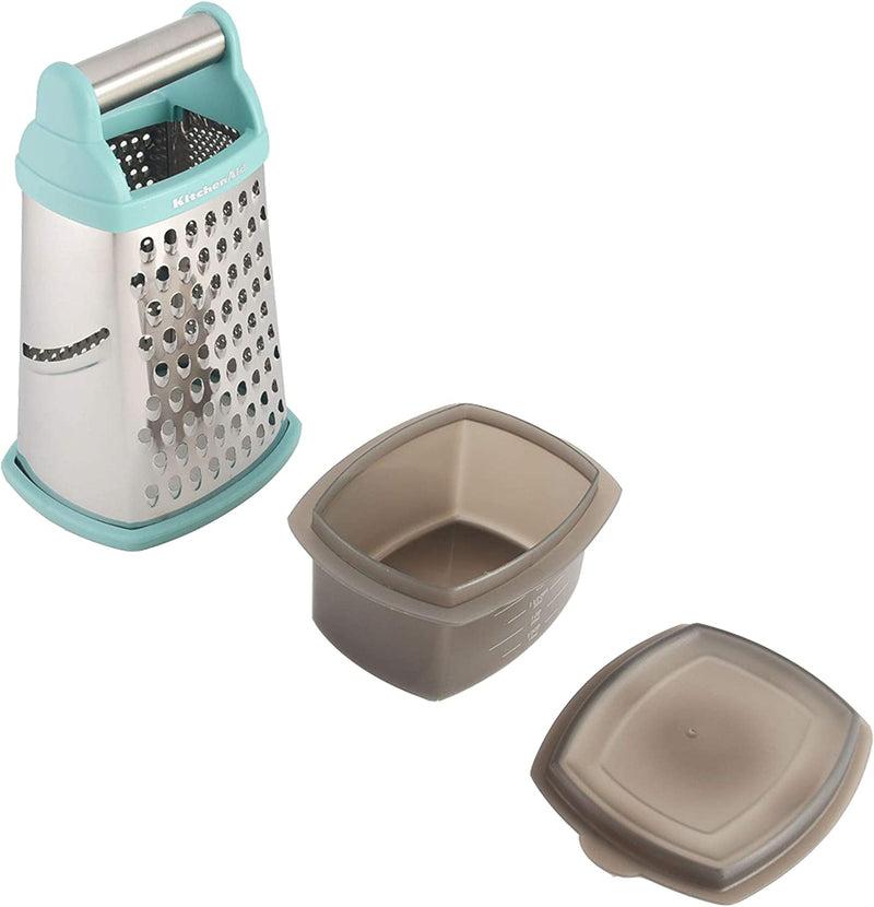 Kitchenaid Gourmet 4-Sided Stainless Steel Box Grater with Detachable Storage Container, 10 Inches Tall, Aqua Home & Garden > Household Supplies > Storage & Organization KitchenAid   
