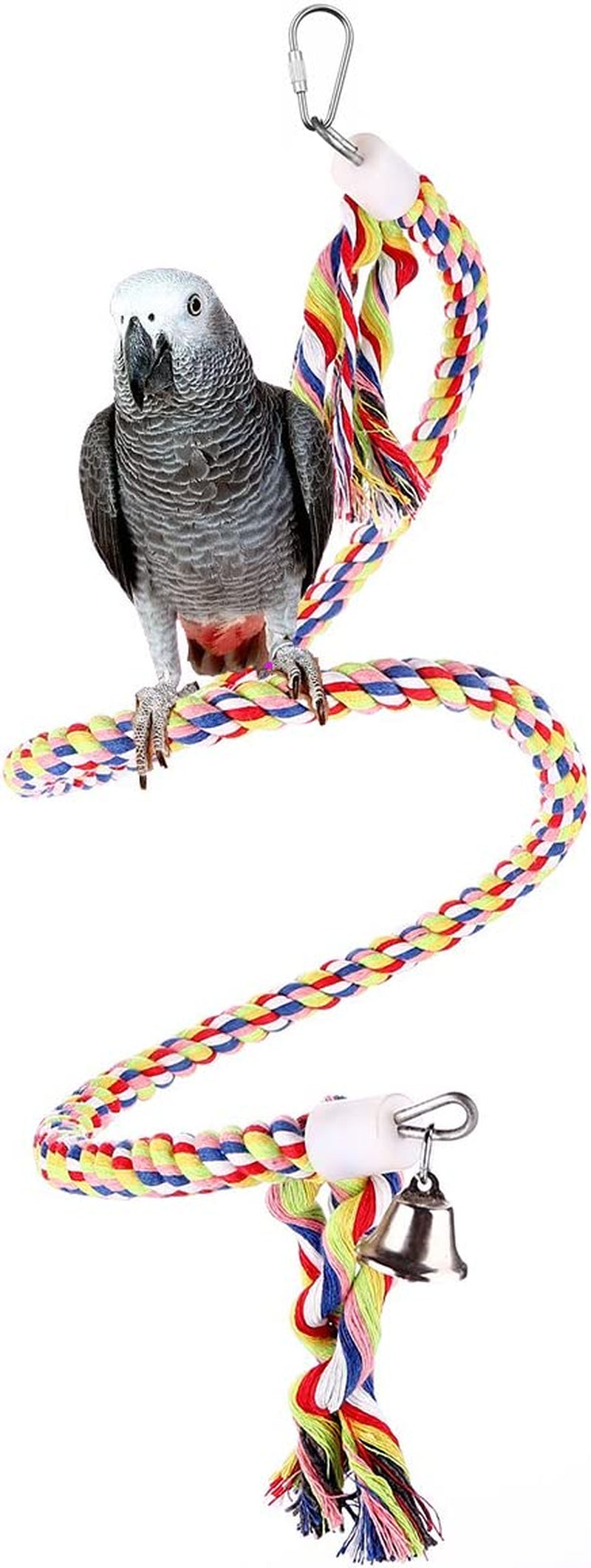Bvanki Bird Rope Toys,49 Inch Long Parrot Bungees Rope Toys, Large Medium and Small Parrot Toys Spiral Standing Toys (Medium 49 Inch) Animals & Pet Supplies > Pet Supplies > Bird Supplies > Bird Toys Bvanki Middle 49 inches  