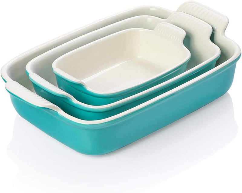 SWEEJAR Porcelain Bakeware Set for Cooking, Ceramic Rectangular Baking Dish Lasagna Pans for Casserole Dish, Cake Dinner, Kitchen, Banquet and Daily Use, 13 X 9.8 Inch(Red) Home & Garden > Kitchen & Dining > Cookware & Bakeware SWEEJAR Turquoise  
