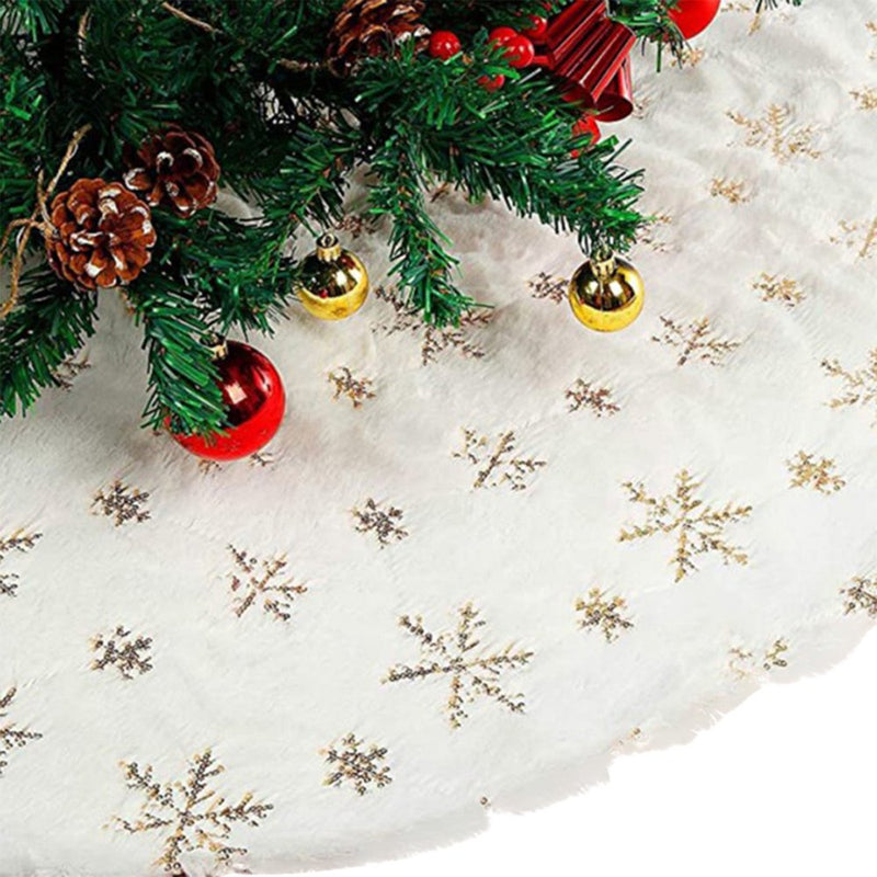 Ssxinyu Plush Christmas Tree Skirt Snowflakes Printed Tree Blanket Practical Xmas Decorations for Home Bar Party Home & Garden > Decor > Seasonal & Holiday Decorations > Christmas Tree Skirts Ssxinyu   