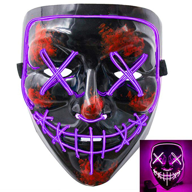 Halloween Mask Led Light up Scary Mask for Festival Cosplay Halloween Masquerade Costume Parties Black Apparel & Accessories > Costumes & Accessories > Masks KAWELL Purple  