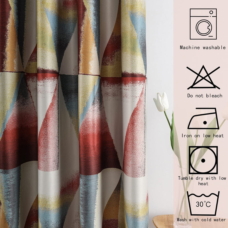 Leeva Blackout Red Window Curtains for Dining Room, Geometric Modern Room Darkening 96 Inch Long Heavy Curtain and Drapes for Nursery, Set of 2 Panels Home & Garden > Decor > Window Treatments > Curtains & Drapes Leeva   