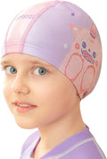 COPOZZ Swim Caps for Girls Boys, Quick Dry Fabric Kids Swimming Cap for Long and Short Hair, Spandex Swim Hats with High Elasticity for Age 5-12 Toddler Child Youth Sporting Goods > Outdoor Recreation > Boating & Water Sports > Swimming > Swim Caps COPOZZ Pink-Monster  