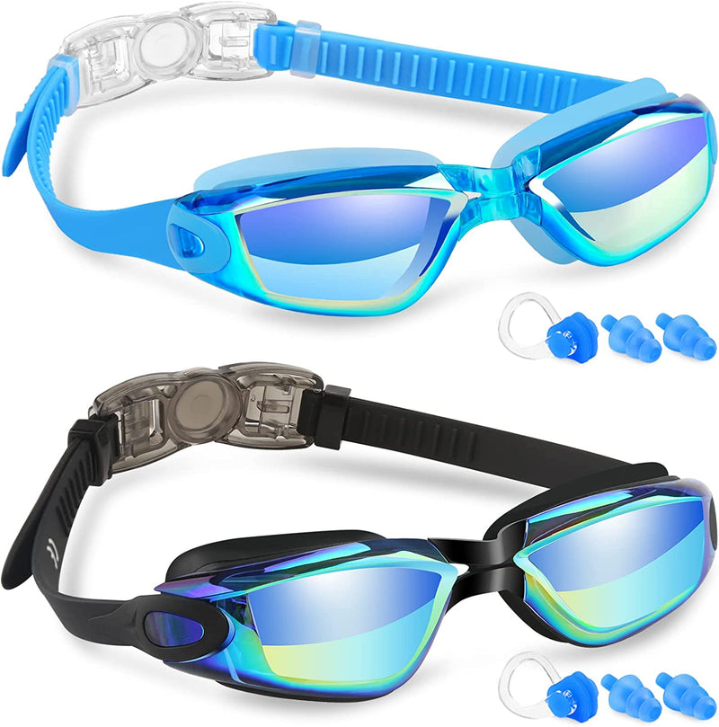 Elimoons Kids Swim Goggles for Child Teen Boys Age 6-15, anti Fog No Leak-2Pack Sporting Goods > Outdoor Recreation > Boating & Water Sports > Swimming > Swim Goggles & Masks Elimoons H.plating Blue+plating Blue Black  