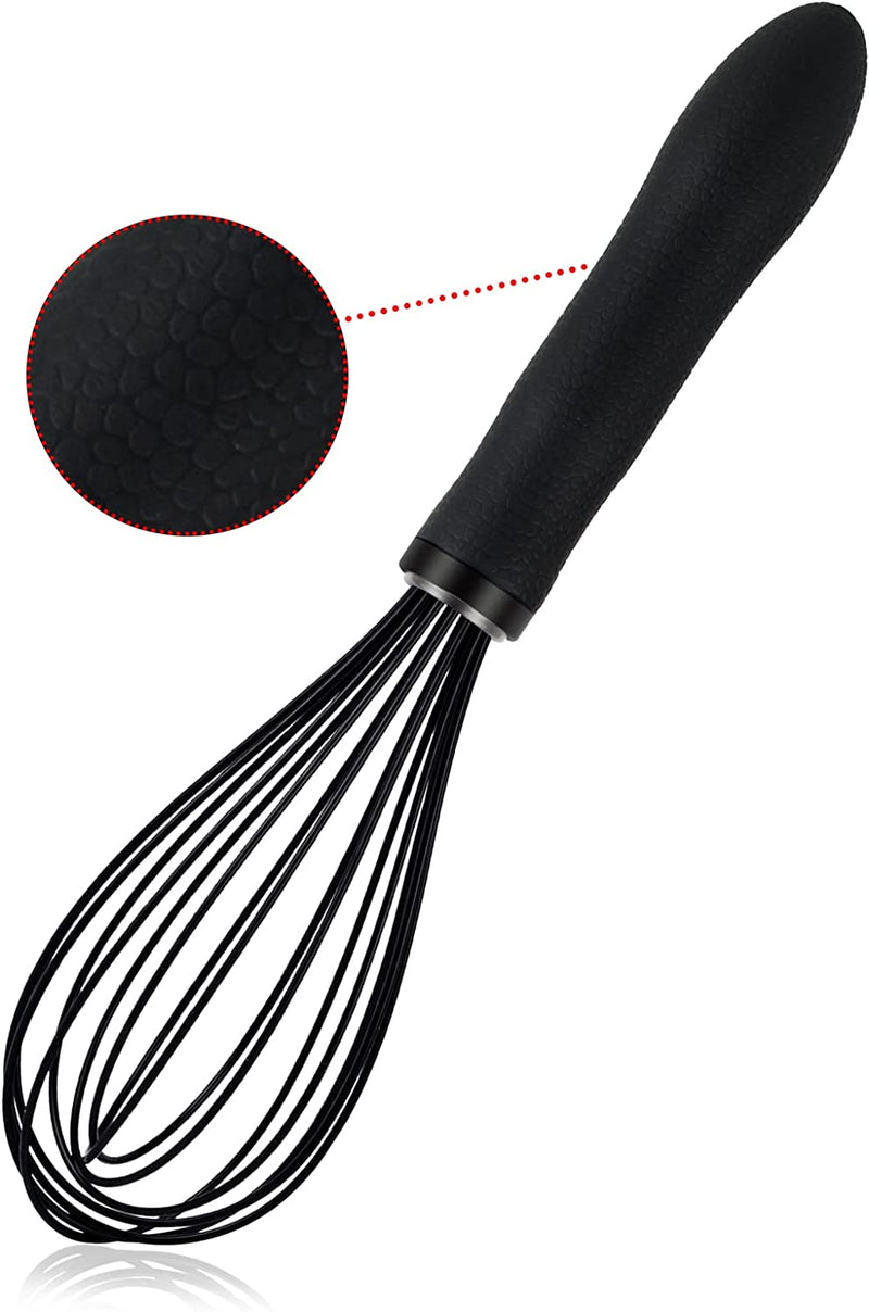 TEEVEA Silicone Whisk 3 Pack Upgraded Kitchen Silicone Whisk Balloon Wire Whisk Set Sturdy Egg Beater Baking Tools for Blending Whisking Beating Stirring Cooking Baking Home & Garden > Kitchen & Dining > Kitchen Tools & Utensils TEEVEA Black  