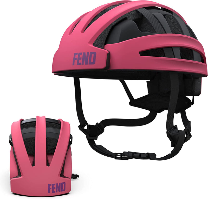 FEND One Foldable Bike Helmet - Adult Mens and Womens Bike Helmet - Safety Certified for Bicycle Road Bike Scooter Cycling Commuter Helmet Sporting Goods > Outdoor Recreation > Cycling > Cycling Apparel & Accessories > Bicycle Helmets Fend Helmet Matte Magenta Medium/Large 