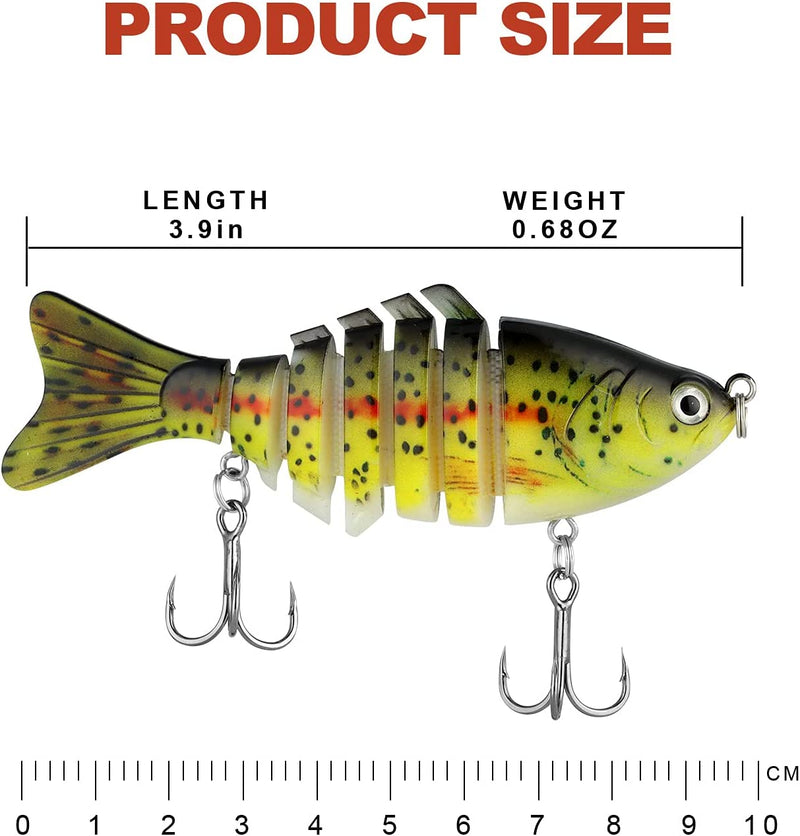 ZACX 3D Lifelike Fishing Lures for Bass Trout Perch Freshwater Fishing Lures Multi Jointed Swimbait Hard Bait Freshwater Fishing Gear Fishing Stuff Fishing Gifts for Men Sporting Goods > Outdoor Recreation > Fishing > Fishing Tackle > Fishing Baits & Lures ZACX   