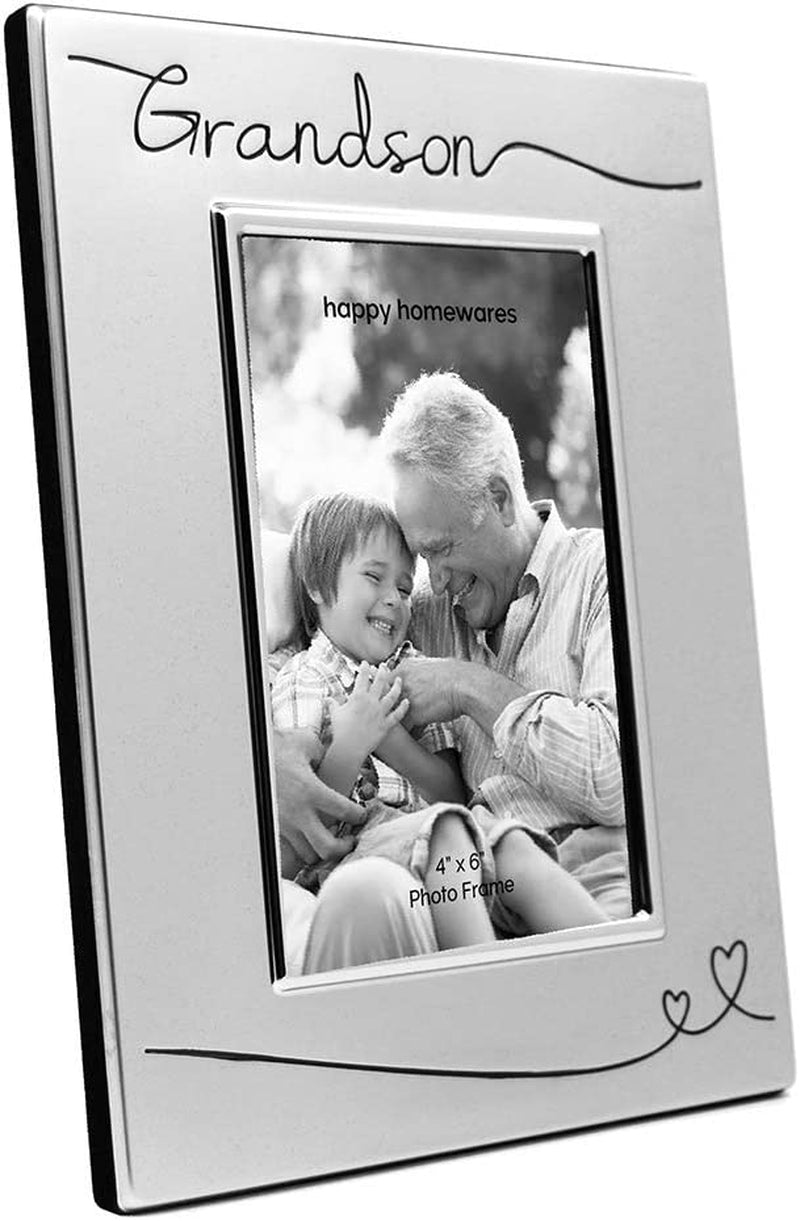 Haysom Interiors Beautiful Two Tone Silver Plated Grandson 4" X 6" Picture Frame with Black Velvet | Unique and Thoughtful Gift Idea Home & Garden > Decor > Picture Frames Haysom Interiors   