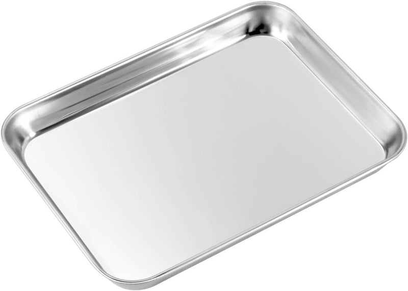 Small Stainless Steel Baking Sheets,Mini Cookie Sheets,Toaster Oven Tray Pan & Rectangle Size 9.4Lx7Wx1H Inch Non Toxic & Healthy,Superior Mirror Finish & Easy Clean,Dishwasher Safe & HOHUNGF Home & Garden > Kitchen & Dining > Cookware & Bakeware HOHUNGF 9.4inch  