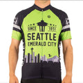 CANARI Men'S Souvenir Short Sleeve Cycling/Biking Jersey Sporting Goods > Outdoor Recreation > Cycling > Cycling Apparel & Accessories Getting Fit Seattle-black/Green Large 
