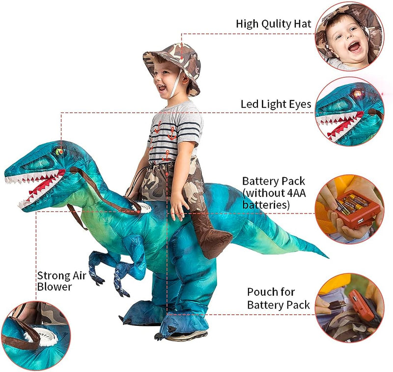 GOOSH Inflatable Dinosaur Costume for Kids Halloween Costumes Boys Girls Funny Blow up Costume for Halloween Party Cosplay