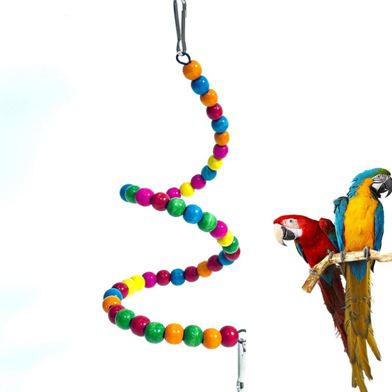 POPETPOP 3Pcs Bird Beads Toys Parrot Perch Bird Swing Colorful Wooden Beads with Clips Birdcage Accessories for Budgie Cockatiels Conures Random Color 70Cm Animals & Pet Supplies > Pet Supplies > Bird Supplies POPETPOP   