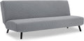 TIANSHU Stretch Futon Cover Armless Sofa Bed Cover , Anti-Slip Protector for Couch without Armrests , Spandex Jacquard Fabric Futon Slipcovers (Cyan) Home & Garden > Decor > Chair & Sofa Cushions TIANSHU Light Gray  