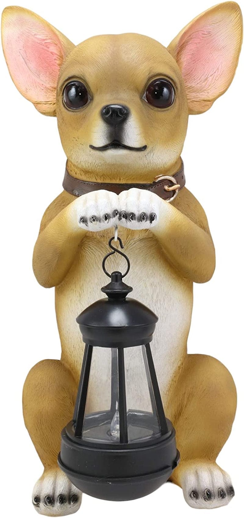 Ebros Gift Deer Head Begging Chihuahua Dog on Two Legs Decorative Statue with Solar LED Light Lantern Lamp 14" Tall Puppy Dogs Pet Pall Chihuahuas Home Patio Garden Accent Sculpture Home & Garden > Lighting > Lamps Ebros Gift   