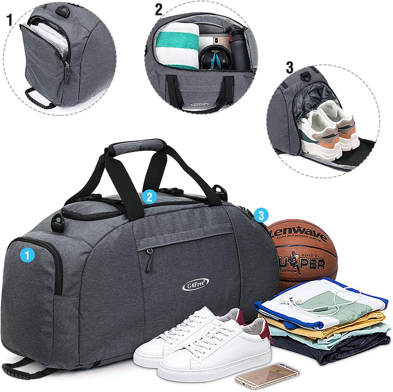 G4Free 40L 3-Way Duffle Backpack Gym Bag for Men Women Sports Duffel Bag with Shoe Compartment Travel Backpack Luggage Home & Garden > Household Supplies > Storage & Organization G4Free   