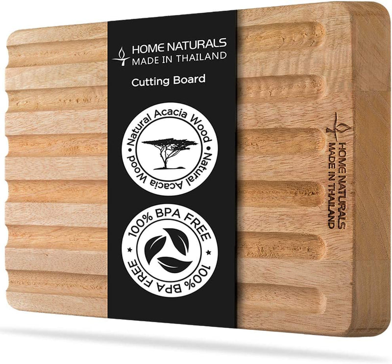 Home Naturals Cutting Board - Acacia Wood Chopping, Cheese, Charcuterie Block with Side Handle - Kitchen Cooking Tools - Hard & Thick Wooden Food Prep & Serving Tray - 15 X 10.2 X 1 In Home & Garden > Kitchen & Dining > Kitchen Tools & Utensils Home Naturals 11" x 7.9" x 1.4"  