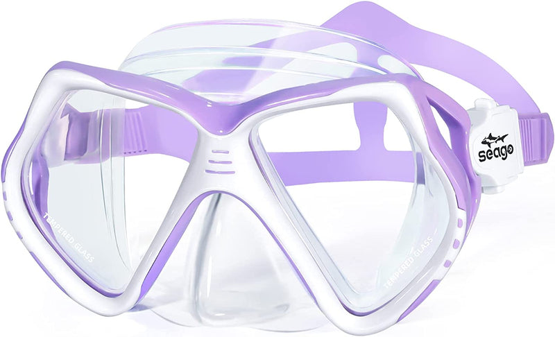 Seago Kids Swim Goggles with Nose Cover Snorkel Mask Scuba Diving Swim Mask Anti-Fog Tempered Glass, Panoramic Clear View Silicone Seal Snorkeling Gear Swimming Goggles for Kids 6-14 Boys Girls Youth Sporting Goods > Outdoor Recreation > Boating & Water Sports > Swimming > Swim Goggles & Masks Seago Purple  
