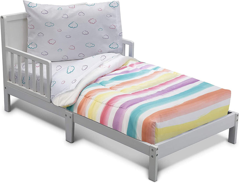 Delta Children 4 Piece Toddler Bedding Set for Girls - Reversible 2-In-1 Comforter - Includes Fitted Comforter to Keep Little Ones Snug, Bottom Sheet, Top Sheet, Pillow Case - Purple Stars Night Home & Garden > Linens & Bedding > Bedding Delta Children Sunshine  