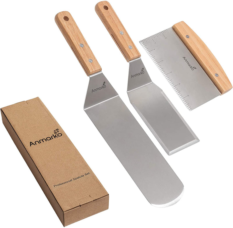 Professional Metal Spatula Set - Stainless Steel Spatula and Griddle Scraper - Heavy Spatula Griddle Accessories Great for Cast Iron Griddle BBQ Flat Top Grill - Commercial Grade Home & Garden > Kitchen & Dining > Kitchen Tools & Utensils Anmarko   