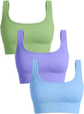 OQQ Women'S 3 Piece Medium Support Tank Top Ribbed Seamless Removable Cups Workout Exercise Sport Bra Sporting Goods > Outdoor Recreation > Winter Sports & Activities OQQ Green Purple Candyblue Medium 