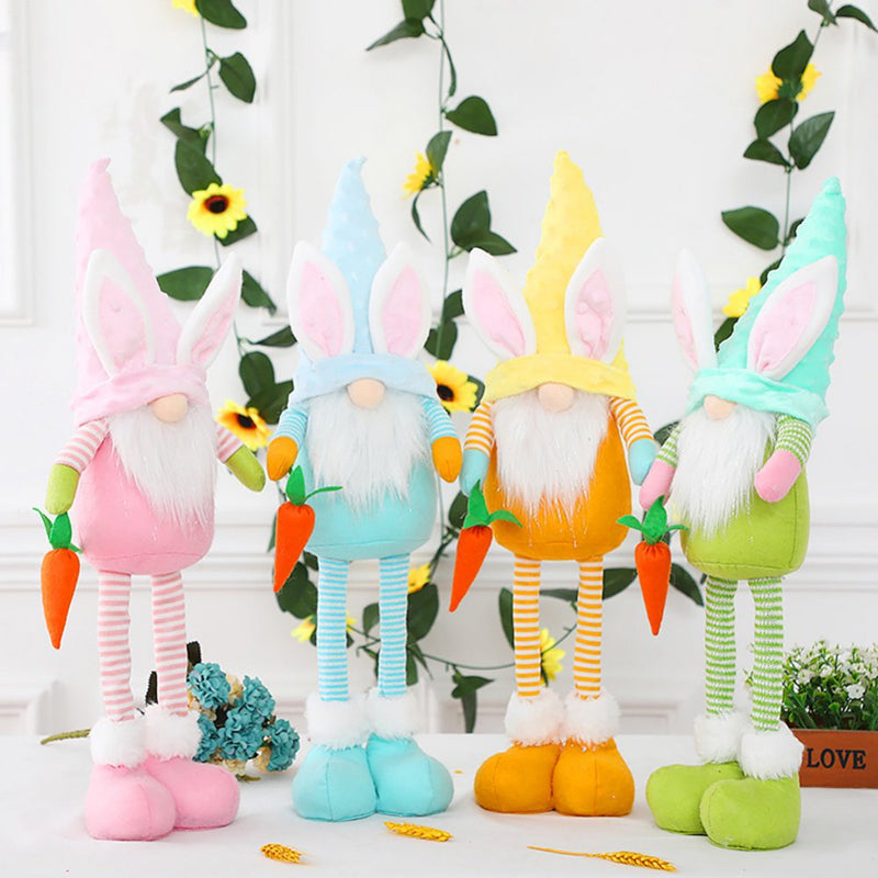 Easter Bunny Gnome Spring Gnomes with Retractable Legs Easter Holiday Home Decoration Gnome Plush Handmade Rabbit Gifts Swedish Tomte Elf Home & Garden > Decor > Seasonal & Holiday Decorations Ardorlove   