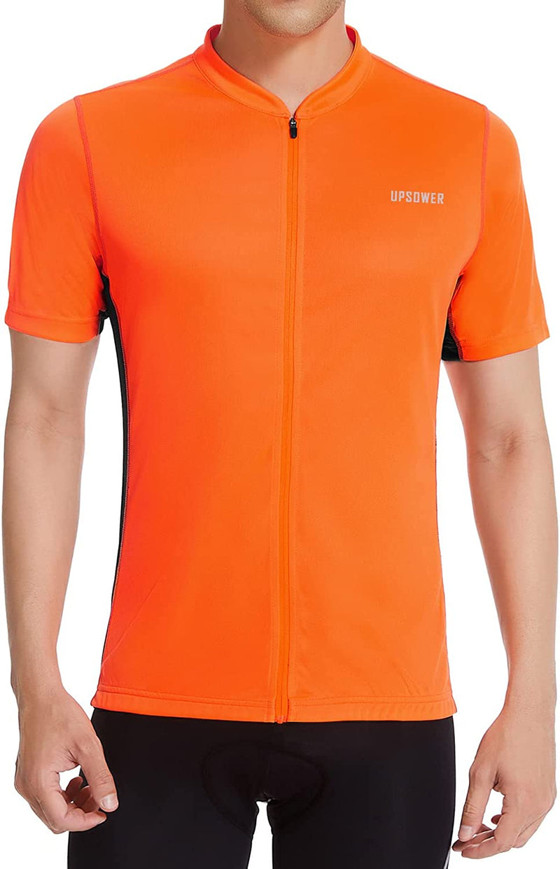 UPSOWER Men'S Cycling Jersey - Breathable Quick Drying Bike Shirts Short Sleeve Full Zip Reflective with 4 Rear Pockets Sporting Goods > Outdoor Recreation > Cycling > Cycling Apparel & Accessories UPSOWER   