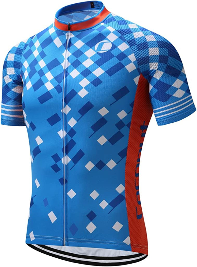Coconut Ropamo CR Mens Cycling Jersey Short Sleeve Road Bike Shirt with 3+1 Zipper Pockets Breathable Quick Dry Sporting Goods > Outdoor Recreation > Cycling > Cycling Apparel & Accessories Coconut Ropamo 2034 Medium 