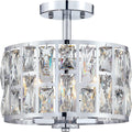 Farmhouse Crystal Convertible Chandelier and Semi Flush Mount Lighting Black Cylinder Drum Shade Pendant for Kitchen Island Dining Room Bedroom Hallway Home & Garden > Lighting > Lighting Fixtures > Chandeliers MEXO Chrome-3-light  