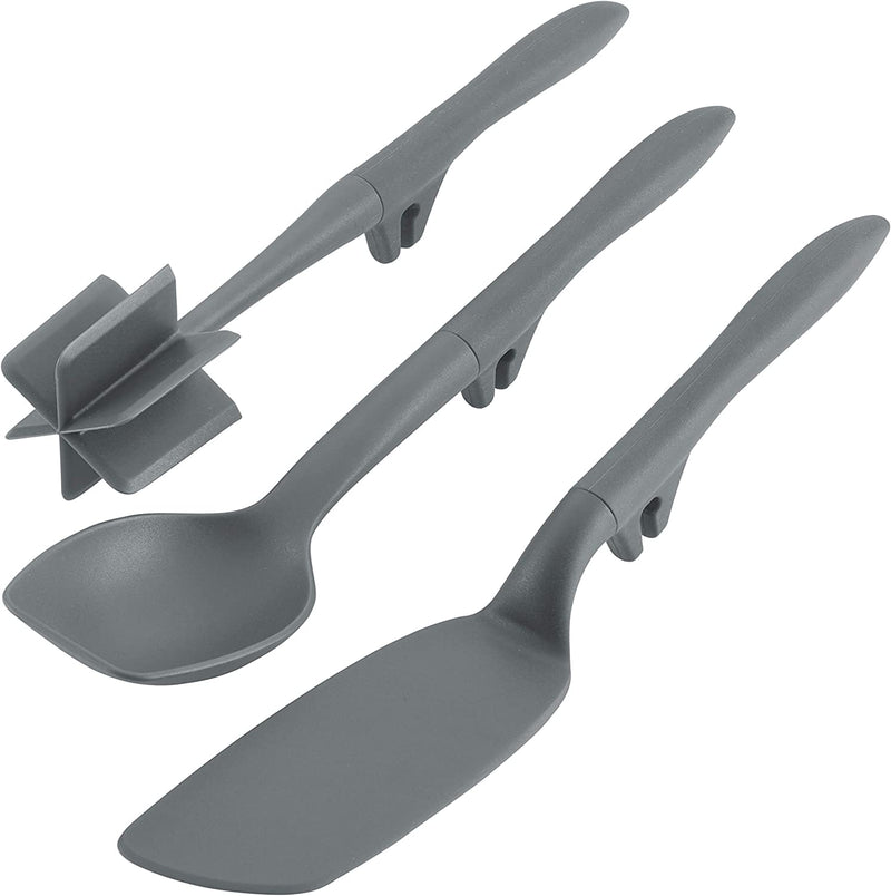 Rachael Ray Tools and Gadgets Lazy Crush & Chop, Flexi Turner, and Scraping Spoon Set / Cooking Utensils - 3 Piece, Teal Blue