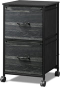 DEVAISE 2 Drawer Mobile File Cabinet, Rolling Printer Stand, Fabric Vertical Filing Cabinet Fits A4 or Letter Size for Home Office, Rustic Brown Wood Grain Print Home & Garden > Household Supplies > Storage & Organization DEVAISE Charcoal Black Wood Grain Print  