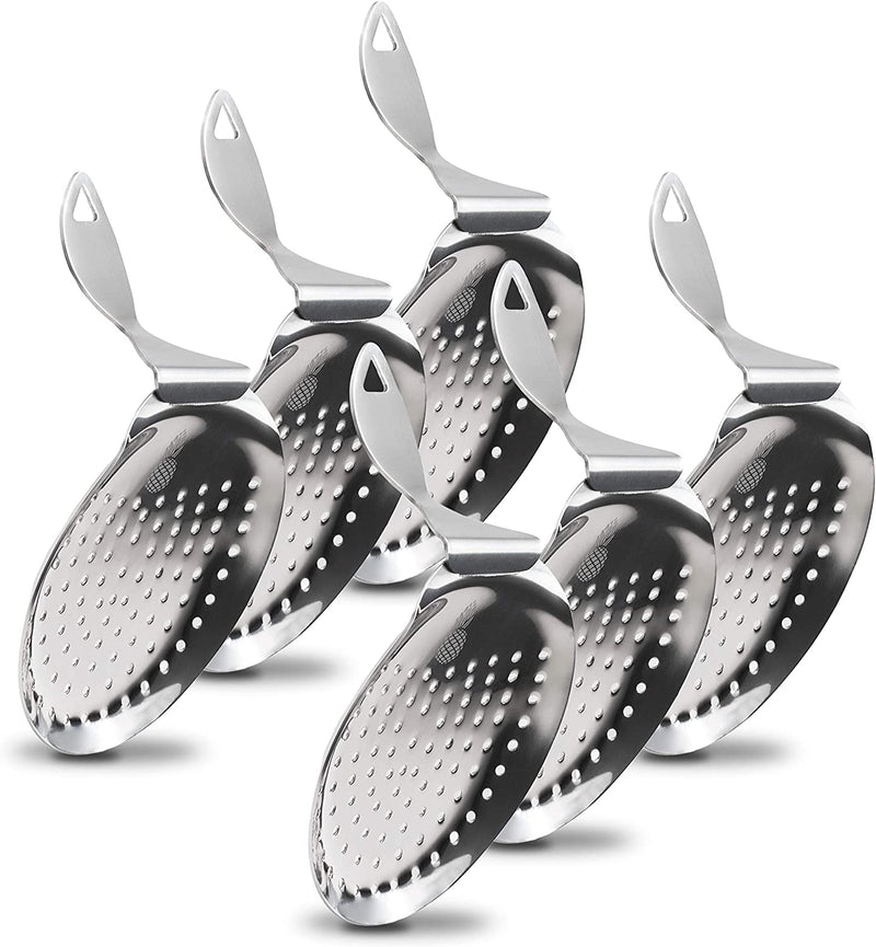 Piña Barware'S the Bender - Stainless Steel Commercial Bent Handle Julep Style Cocktail Bar Strainer, Polished Finish Home & Garden > Kitchen & Dining > Barware Piña Barware Mirror Polished, 6 Strainer Bar Pack  