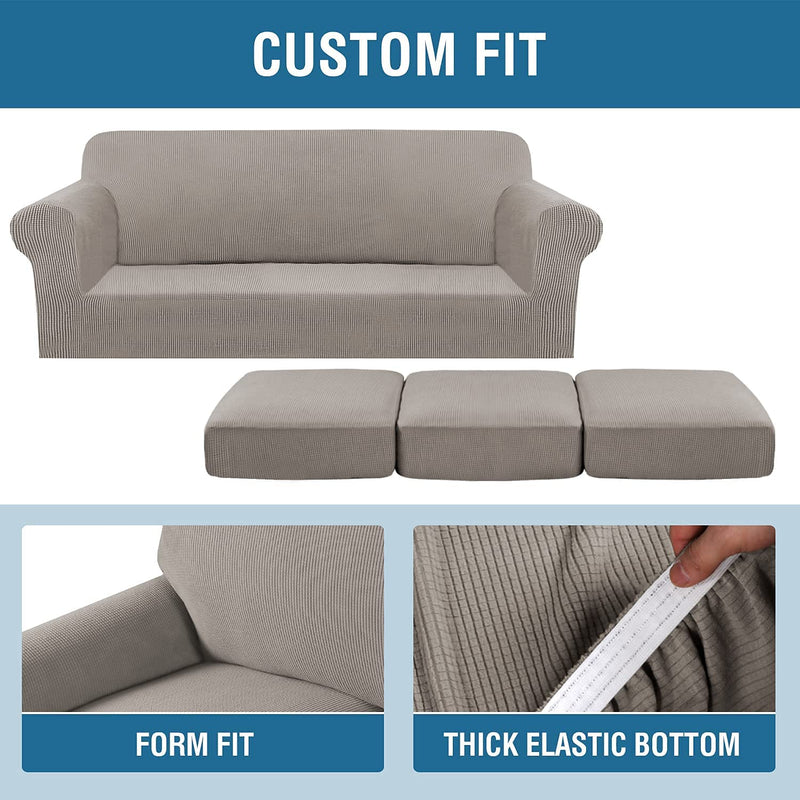 Taupe Sofa Covers for 3 Cushion Couch Bundles Loveseat Covers for 2 Cushion Couch Home & Garden > Decor > Chair & Sofa Cushions H.VERSAILTEX   