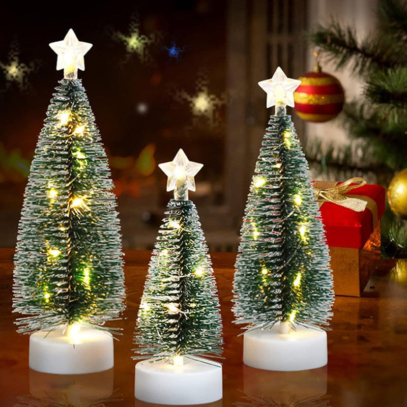 Desktop Miniature Christmas Trees,Small Xmas Tree with Ornaments,Mini Desktop Tree DIY Set for Xmas Holiday Party Home Tabletop Decor（3 Different Sizes）  Sprstar   