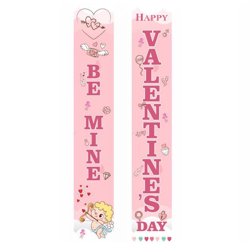 Dolked Banner Valentine'S Day Decorations Porch Sign Hanging Hearts Ribbon Wall 30X180Cm, Decor Home & Garden > Decor > Seasonal & Holiday Decorations Dolked light pink  