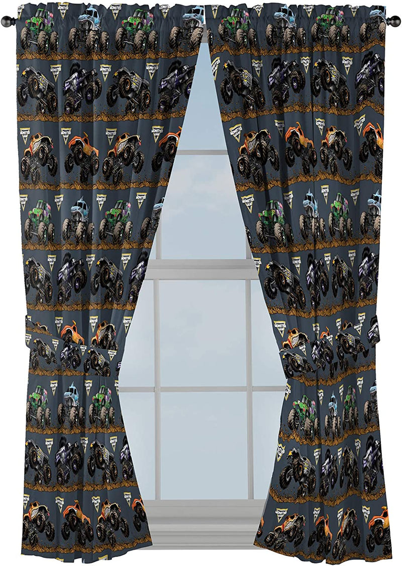 Marvel Avengers Blue Circle Microfiber Curtain Panel Pair with Tiebacks Set, 84 Inches Wide (42 Inches/Panel) 63 Inches Long Home & Garden > Decor > Window Treatments > Curtains & Drapes Jay Franco and Sons, Inc. Black - Monster Jam 63 Inch 