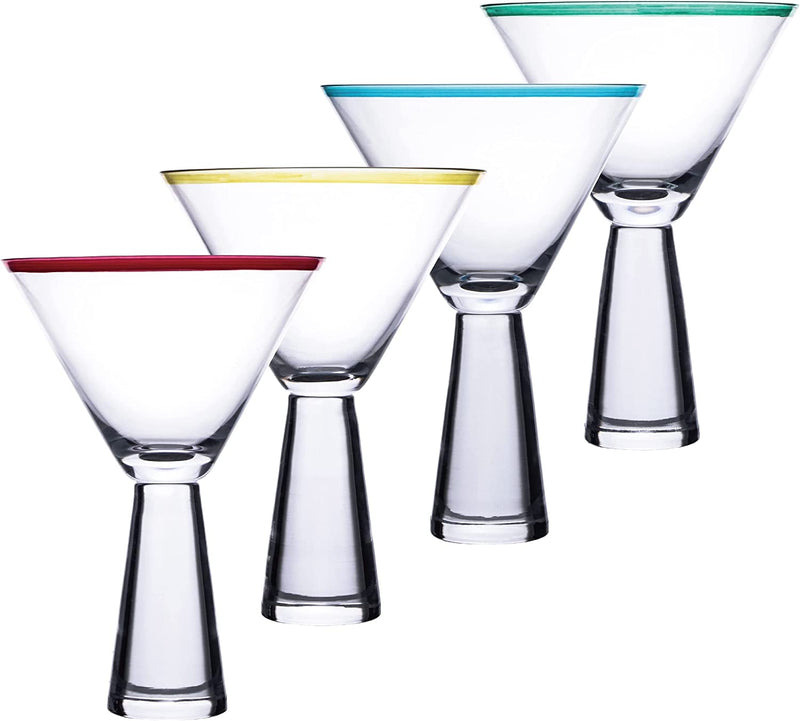Color Margaritas Schooner Glass Four- 21.5 Oz Extra Large Goblet Crystal Style ZERO LEAD Colored RIM Shrimp Cocktail, Coronaritas, Margaritas, Beer Home & Garden > Kitchen & Dining > Barware Chefcaptain Martini 10 OZ  