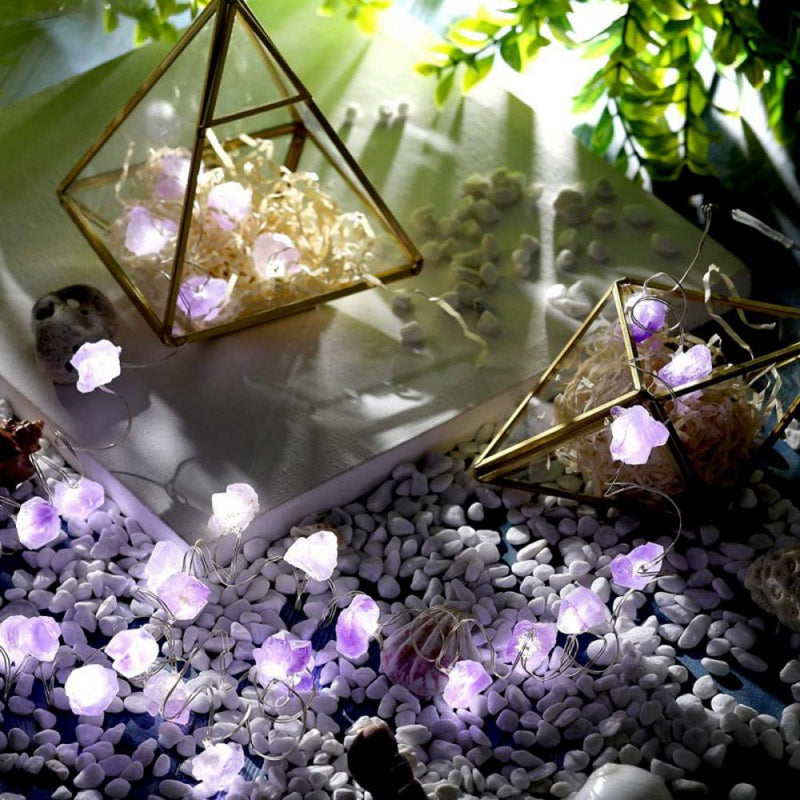 Decorative Lights Amethyst LED String Lights Battery Operated 10 Ft 30 Leds Natural Crystal String Lights for Bedroom Party Indoor Birthday Wedding Decor Valentine'S Day Gift Home & Garden > Decor > Seasonal & Holiday Decorations popfeel Battery box Amethyst 