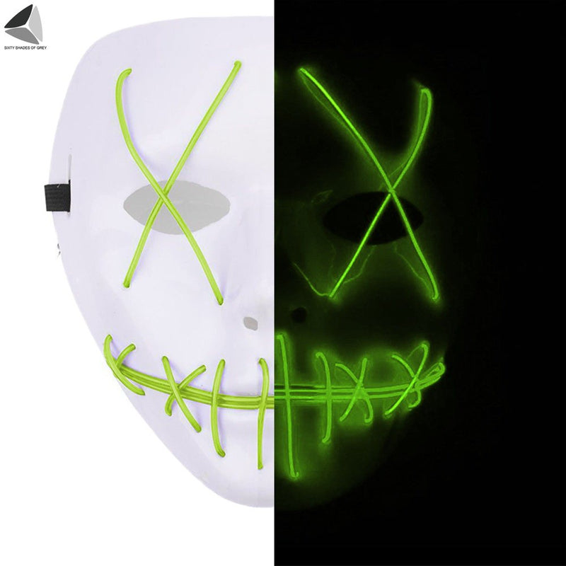 Sixtyshades Halloween LED Scary Mask Light up the Purge Masks for Party Festival Costume (Blue) Apparel & Accessories > Costumes & Accessories > Masks Sixtyshades of Grey Fluorescent Green  
