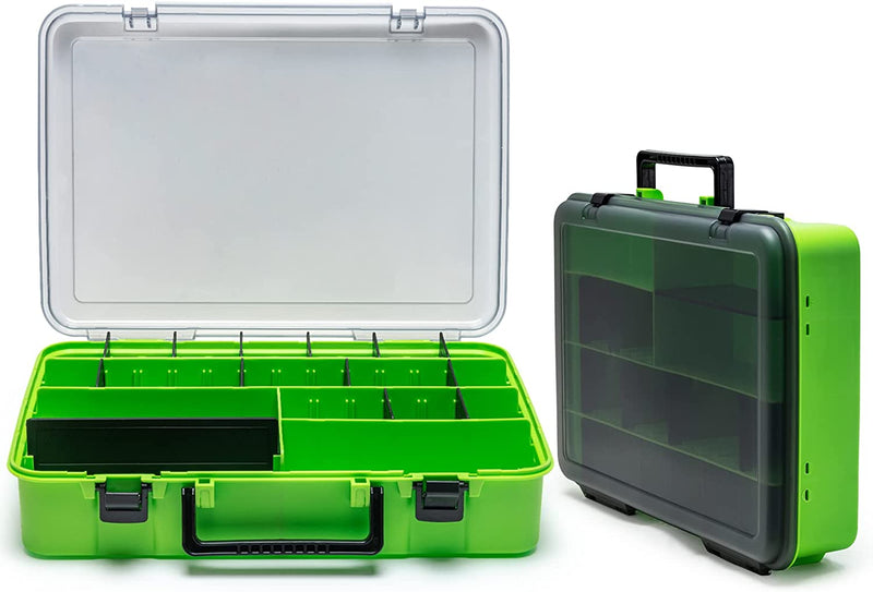 Goture Plastic Storage Organizer Box, Portable Tackle Storage Adjustable Divider Removable Compartment with Handle, Box Organizer for Fishing Storage Orange Sporting Goods > Outdoor Recreation > Fishing > Fishing Tackle GOTURE Green LARGE(Size: 15.15'' L X 10.8'' W X 3.4'' H)  