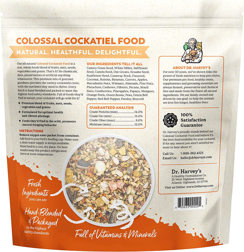 Dr. Harvey'S Colossal Cockatiel Blend, All Natural Daily Food for Cockatiels (4 Pounds) Animals & Pet Supplies > Pet Supplies > Bird Supplies > Bird Food Healthy Formulations Inc   