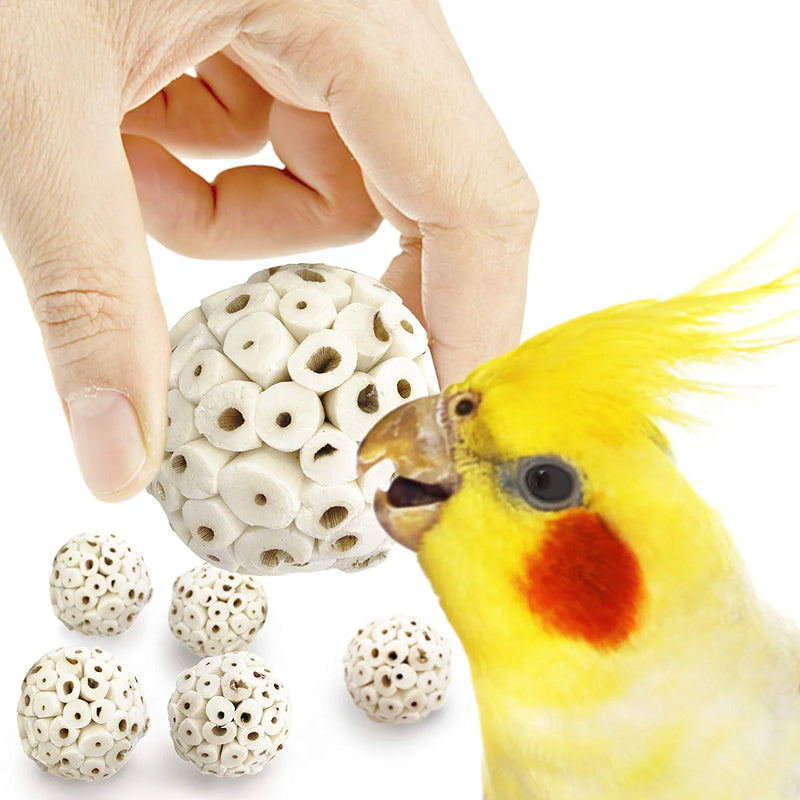 Meric 6 Pack Sola Atta Foraging Balls, 2-Inches, Chewing Bird Toys, Satisfies Pecking Instincts in Parrots, Cockatiels, Parakeets, Chinchillas, and Guinea Pigs,Unique Addition to DIY Home Decor