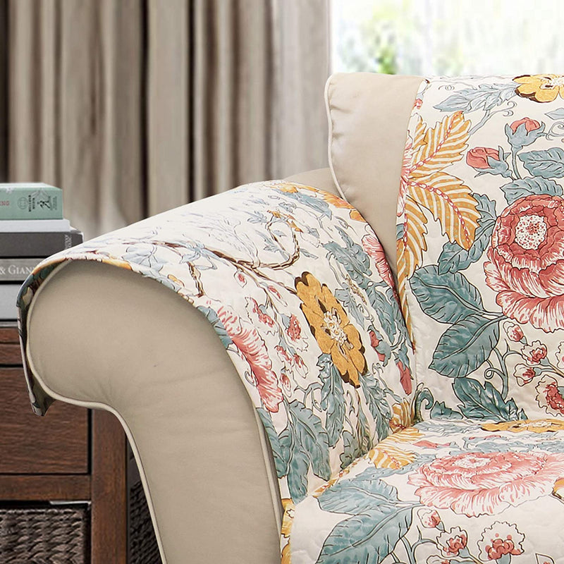Lush Decor Sydney Furniture Protector-Floral Leaf Garden Pattern Sofa Cover-Blue and Yellow, Blue & Yellow Home & Garden > Decor > Chair & Sofa Cushions Lush Decor   