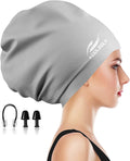 Extra Large Swimming Cap for Long Hair by Koolsoly,Large Silicone Swim Cap for Women Girls Men and Adult Special Design for Very Long Thick Curly Hair&Dreadlocks Weaves Braids Afros Sporting Goods > Outdoor Recreation > Boating & Water Sports > Swimming > Swim Caps KOOLSOLY Gray Extra Large  