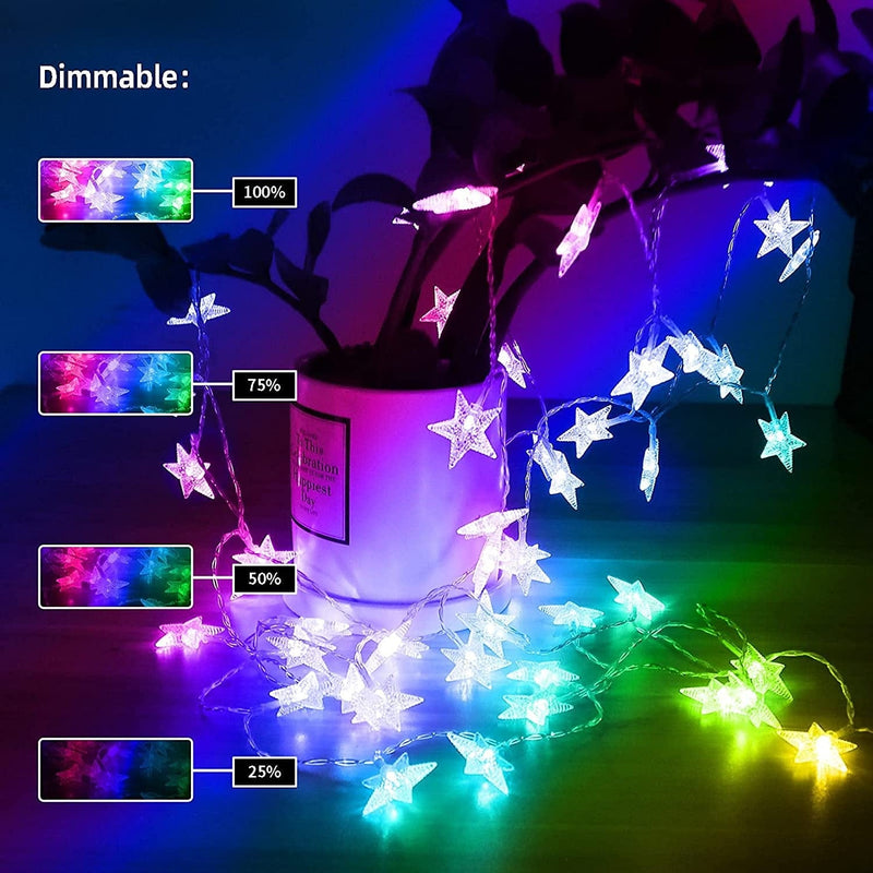 Echosari 13.2Ft 40 LED Battery Powered Fairy String Light,Five-Pointed Star String Lights for Chrismas, Party, Wedding, New Year, Garden Décor (Multi-Color) Home & Garden > Lighting > Light Ropes & Strings echosari   